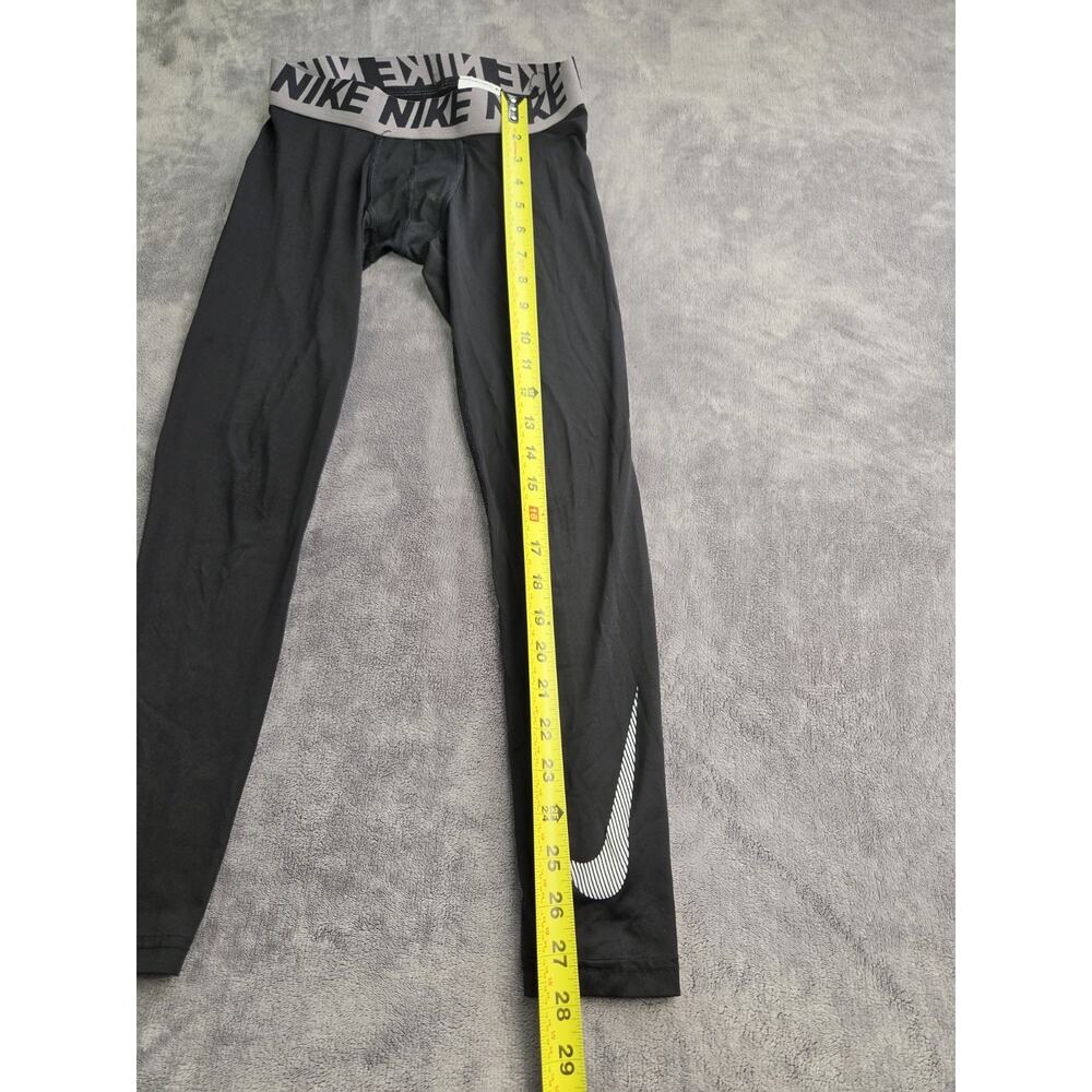 Nike Leggings Men's Sz M Black Dri Fit Capri Swoosh Compression Pull On Gym Z2 - Picture 2 of 10